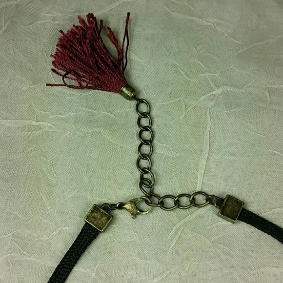 White Gray Marble Bead Statement Necklace Black Leather Crd Tribal Boho Festival - Picture 5 of 7